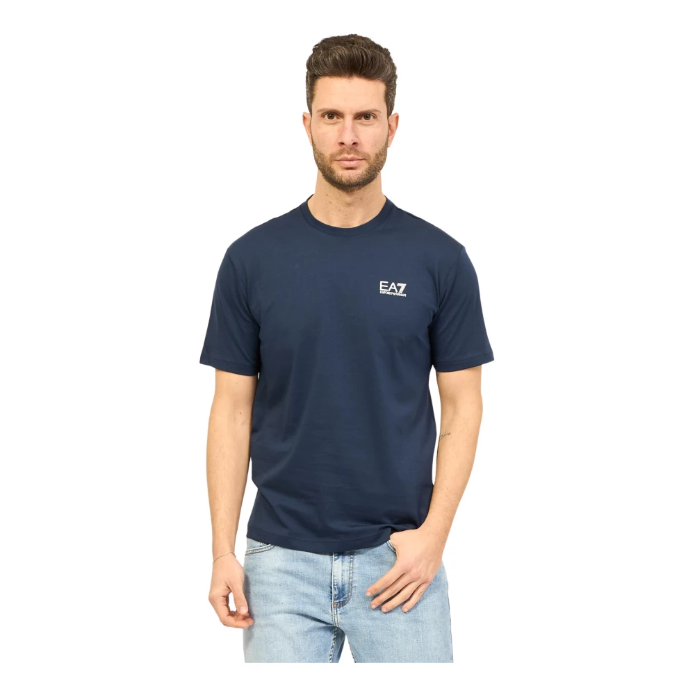 Emporio Armani EA7 Blauw Logo T-shirt voor Heren Blue Heren