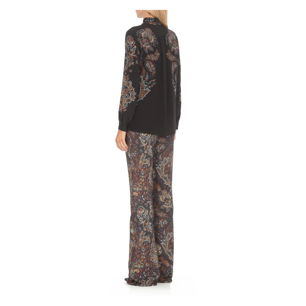ETRO Zwarte Zijden Bloemen Paisley Shirt Black Dames
