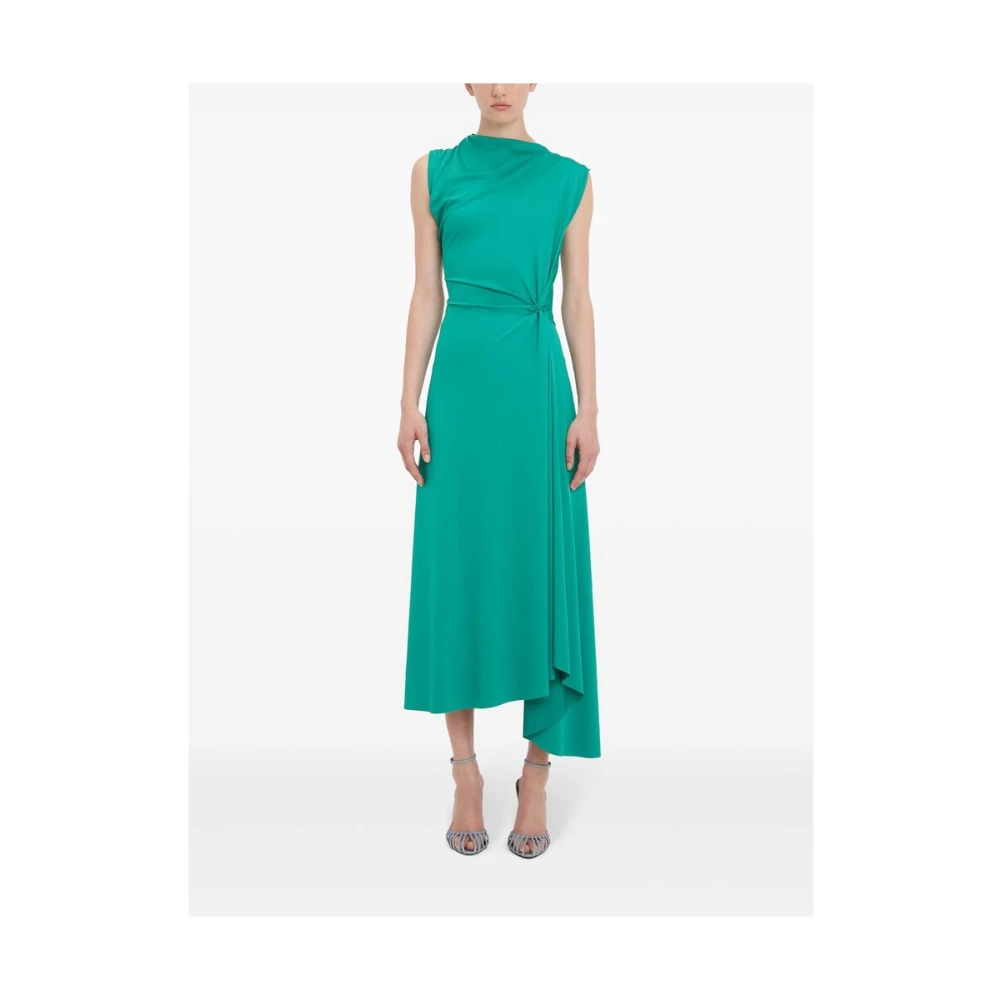 Victoria Beckham Groene Mouwloze Plooi Jurk Green Dames