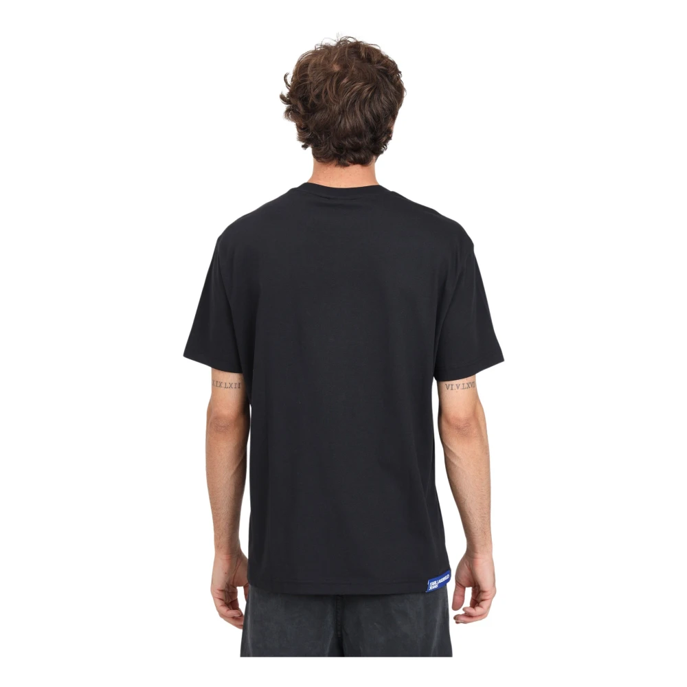 Karl Lagerfeld Portret Print Zwart T-shirt Black Heren