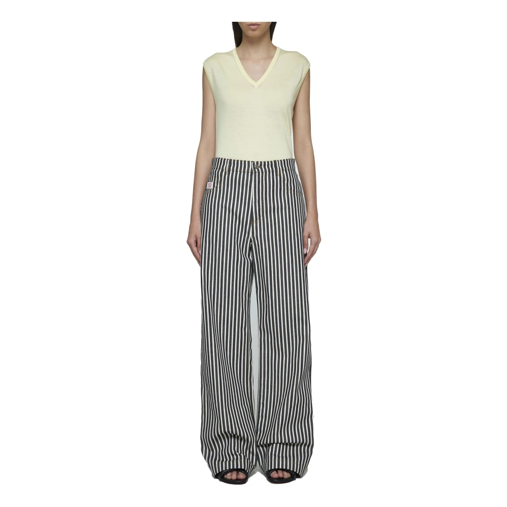 Bottega Veneta Pinstriped Denim Jeans Straight Leg Blue Dames