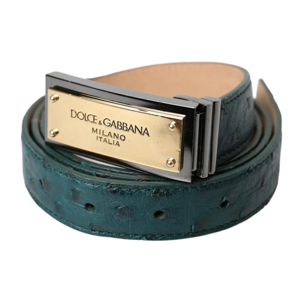 Dolce & Gabbana Groene Leren Logo Gesp Riem Green Dames