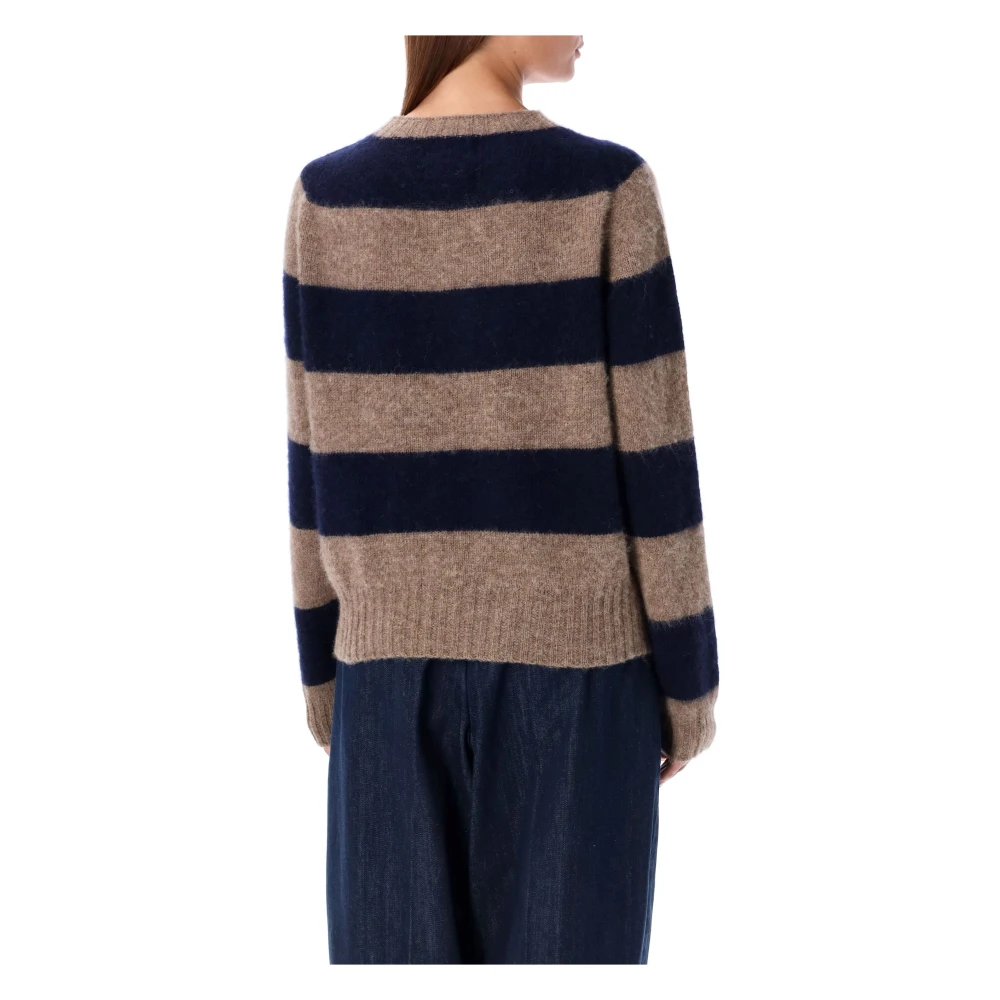 YMC You Must Create Navy Stripe Crew Gebreide Kleding Aw24 Multicolor Dames