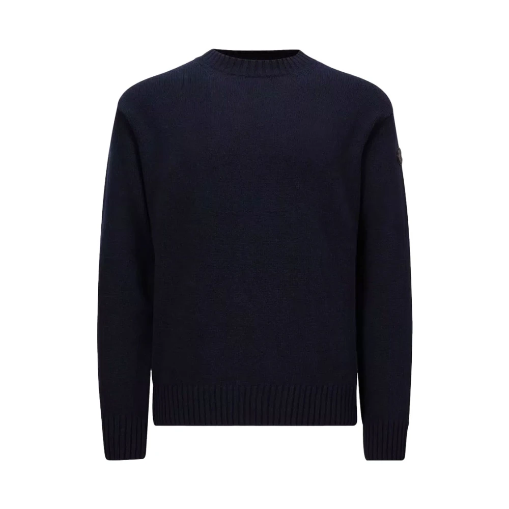 Moncler Navy Wol & Cashmere Gebreide Trui Blue Heren