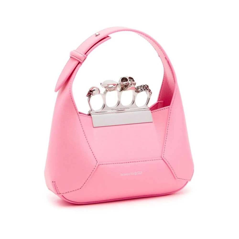alexander mcqueen Flamingo Pink Jewelled Hobo Mini Tas Pink Dames