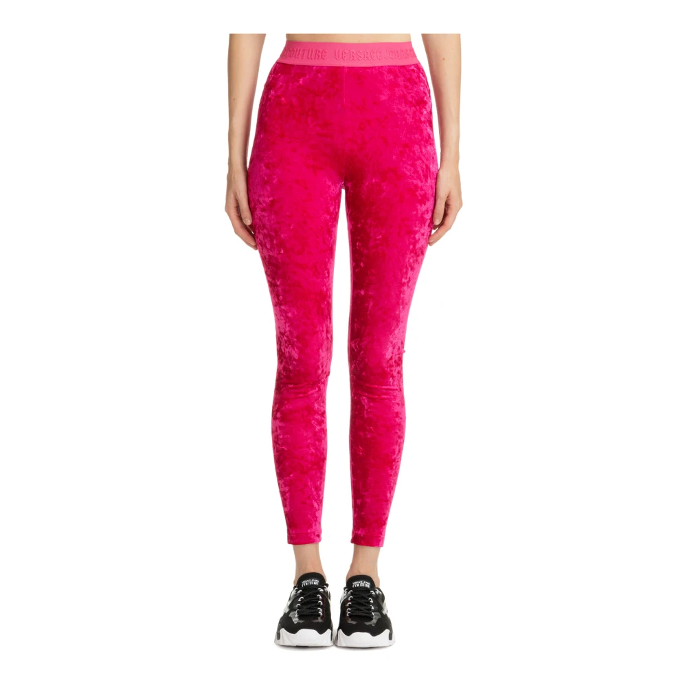Versace Jeans Couture Geborduurde Logo Legging Pink Dames