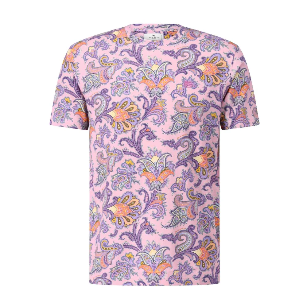 ETRO T-shirt met Paisley-patroon Pink Heren