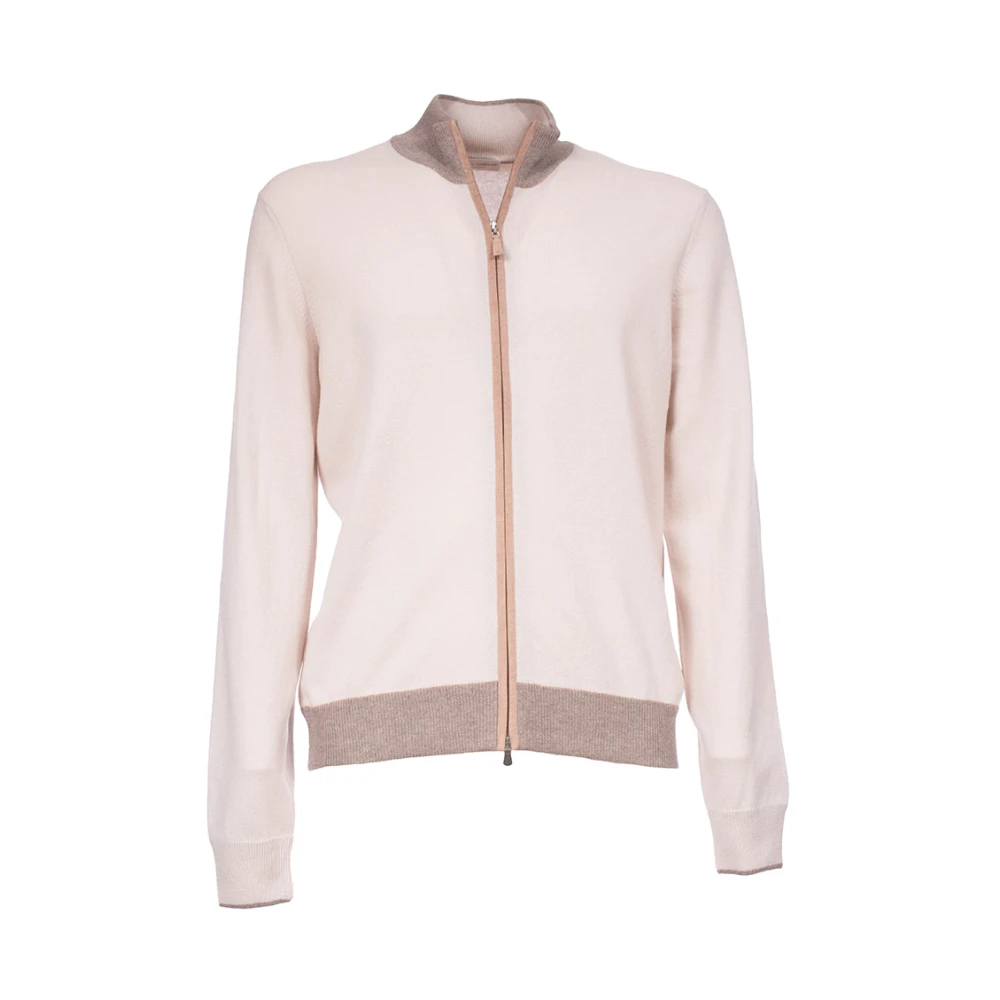 Gran Sasso Geribd wollen vest met dubbele rits Beige Heren