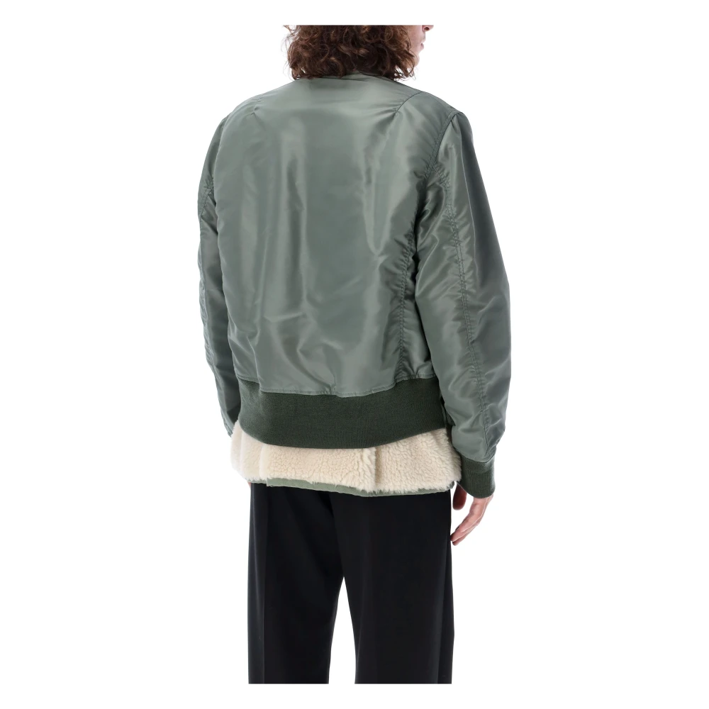 Sacai Sherpa Bomber Jas Khaki Natuurlijk Green Heren