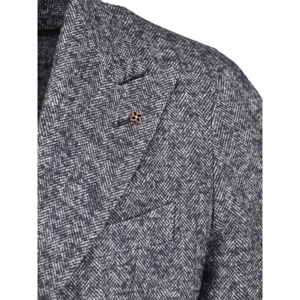 Tagliatore Dubbelborst Houndstooth Blazer Grijs Gray Heren