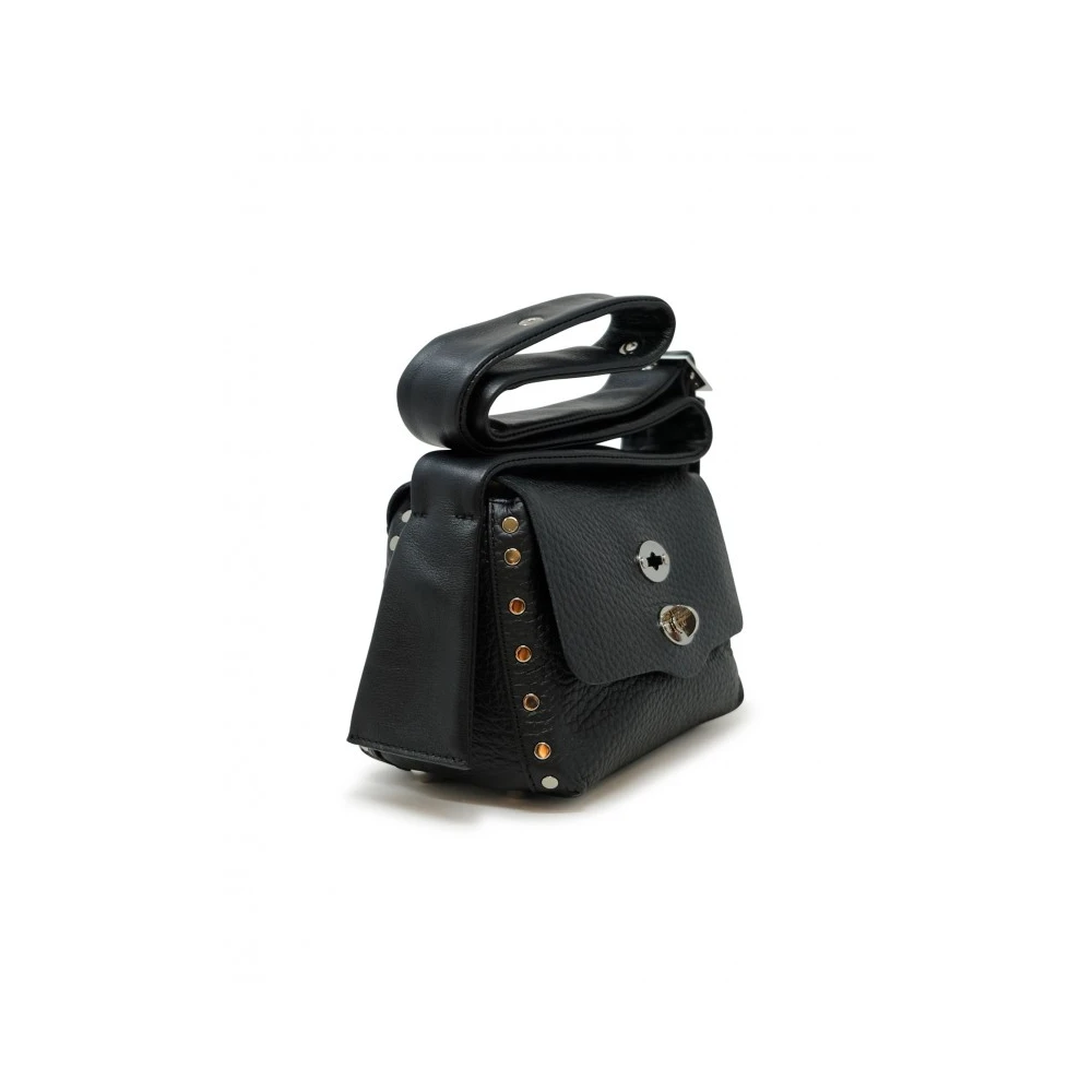 Zanellato Zwarte leren handtas Postina Centauro Black Dames