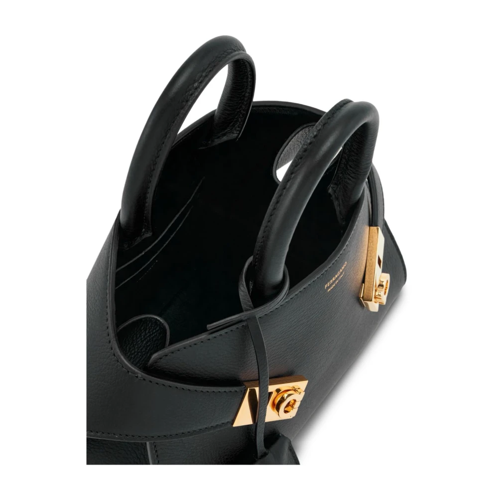 Salvatore Ferragamo Zwarte Leren Tote Tas Black Dames