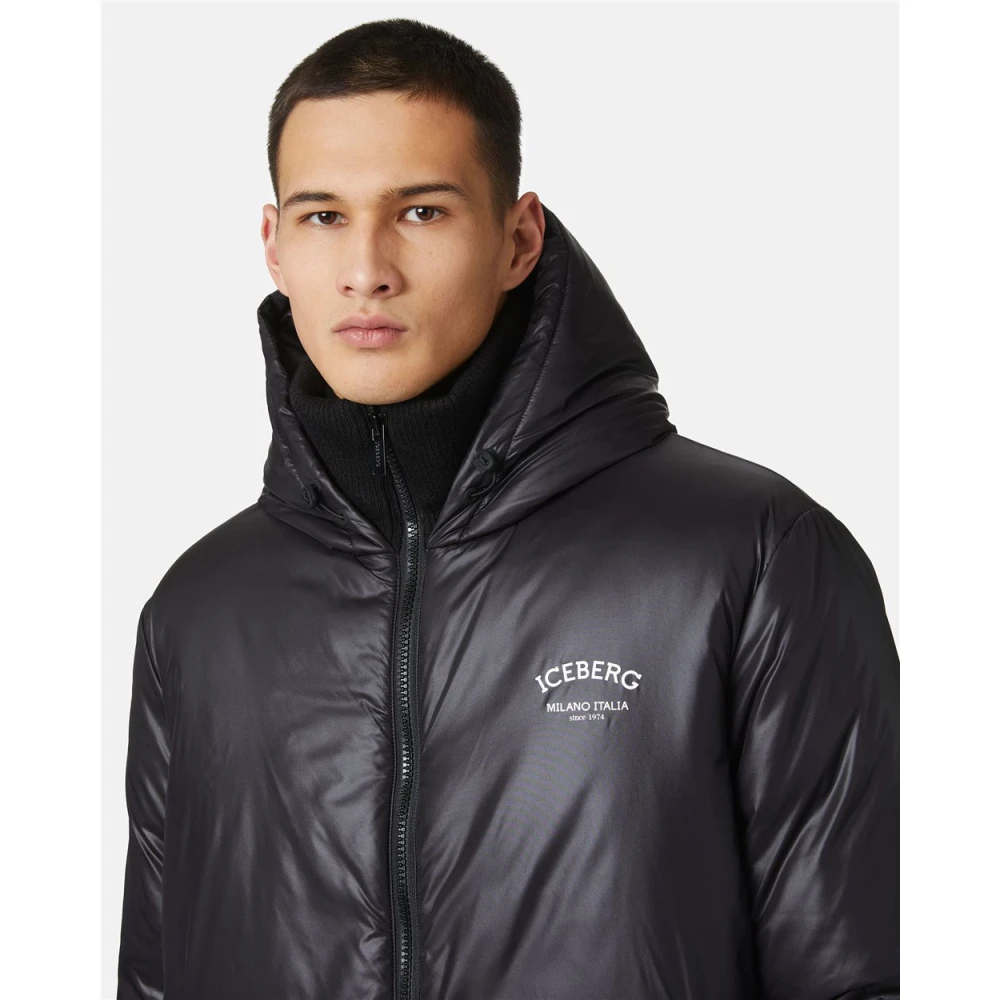 Iceberg Nylon donsjack met logo Black Heren