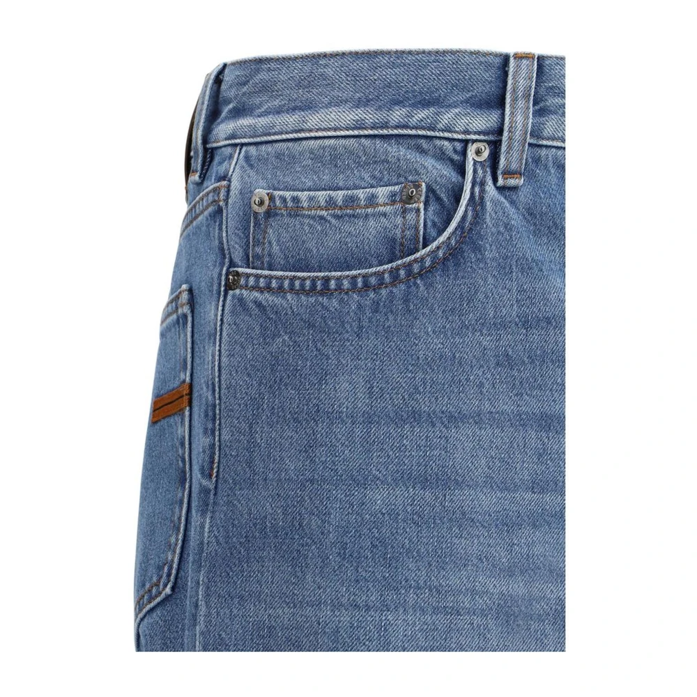 Ermenegildo Zegna High-Waisted leren logobroek Blue Heren