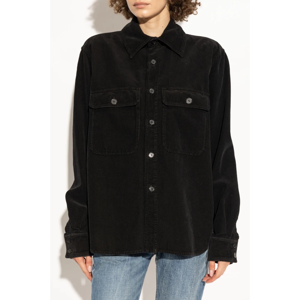 Saint Laurent Ribfluwelen overhemd Black Dames