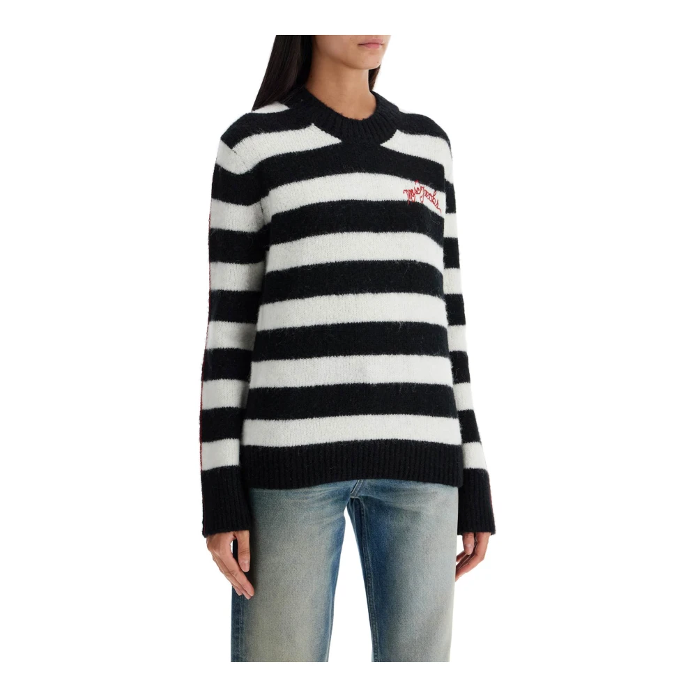 Marc Jacobs Gestreepte Geborstelde Logotrui Black Dames