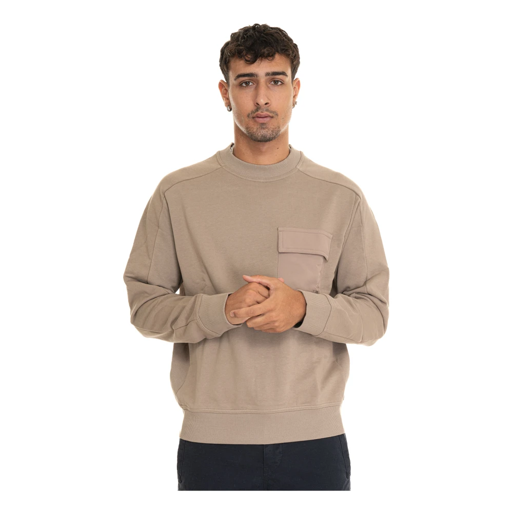 Boss Zak Cargo Crewneck Sweatshirt Beige Heren
