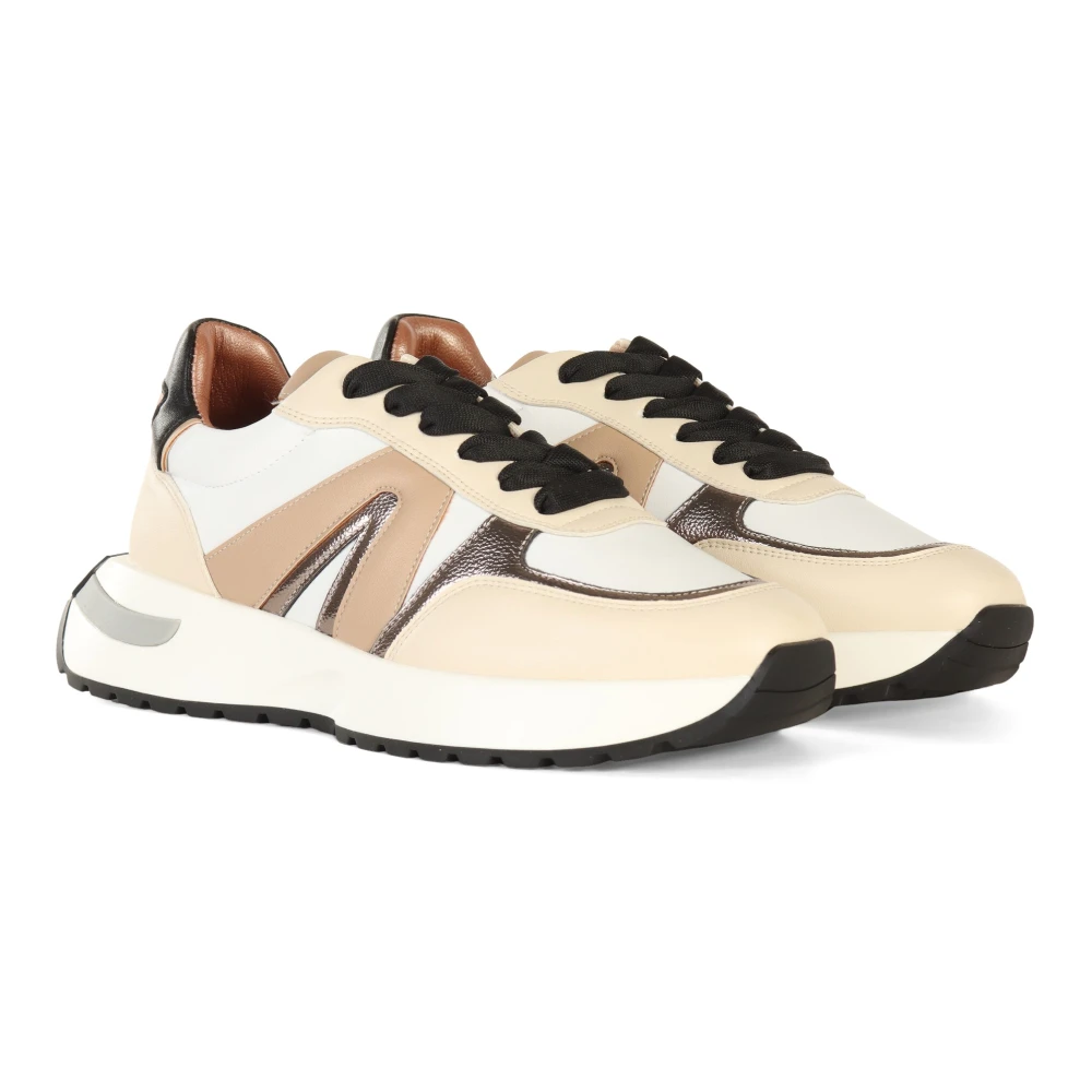 Alexander Smith Gelamineerde Sneakers met Contrast Inzetstukken White Dames