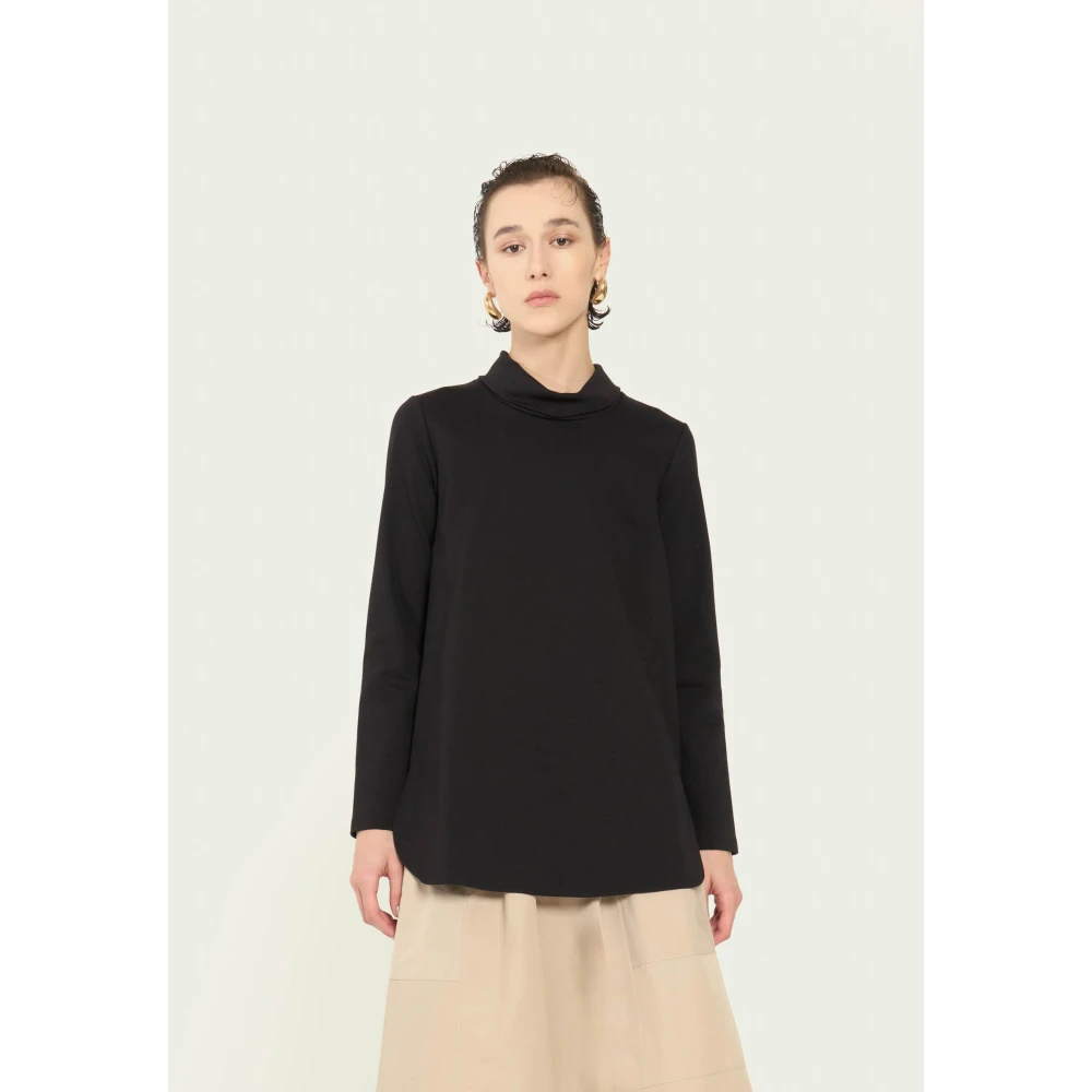 Vicario Cinque Milano Stitch T-shirt met Ring Halslijn Black Dames