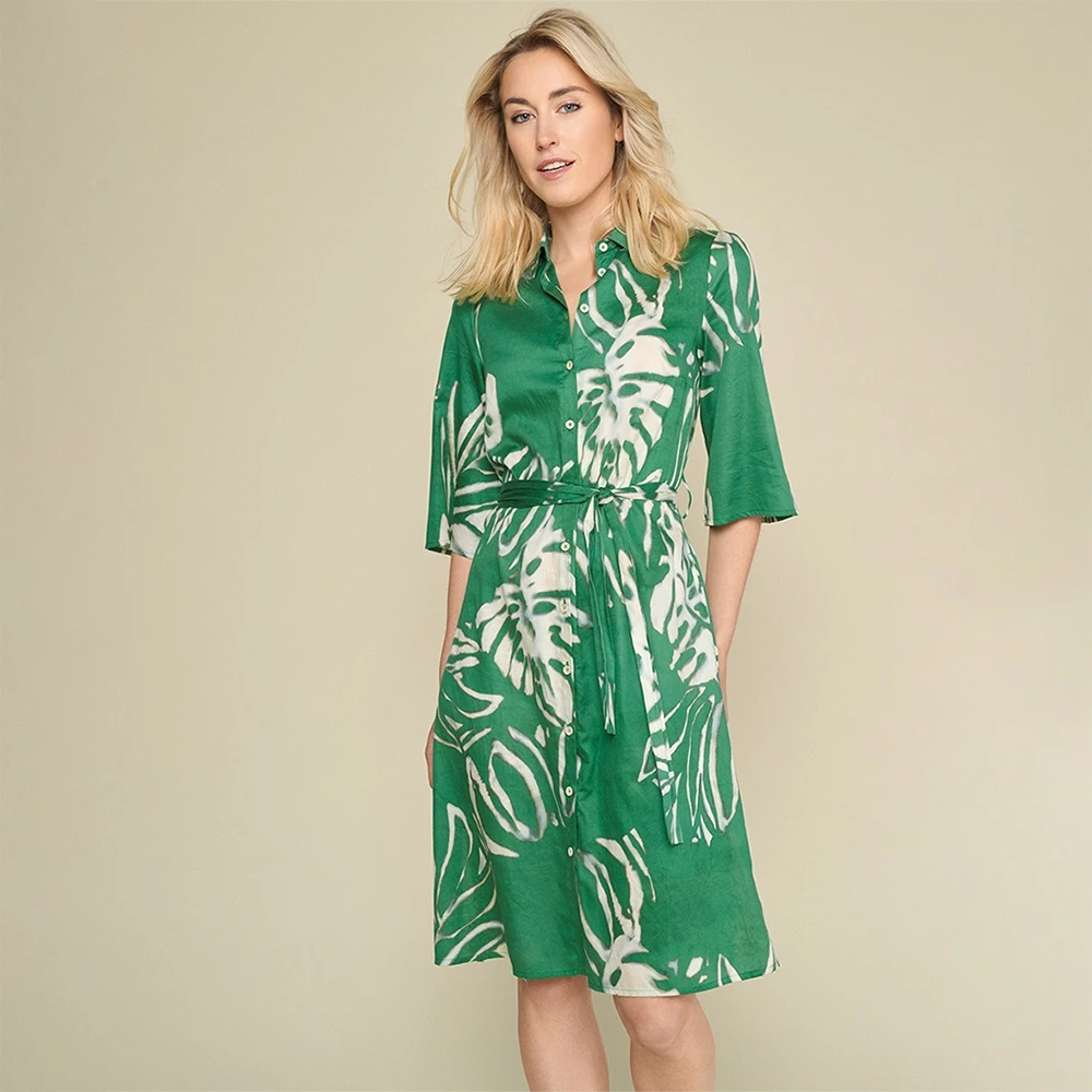 Marie Méro Vrolijke Katoenen Jurk met Frisse Print Green Dames