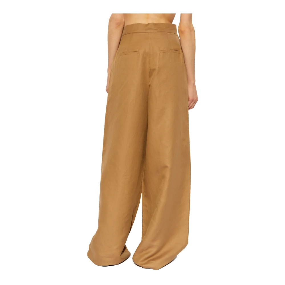 Max Mara Colonia Linnen Zijden Broek Vrouwen Brown Dames