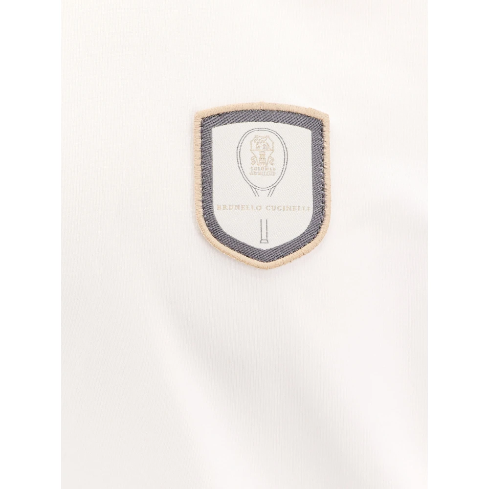 BRUNELLO CUCINELLI Logo Patch Polo Shirt Classic Collar White Heren