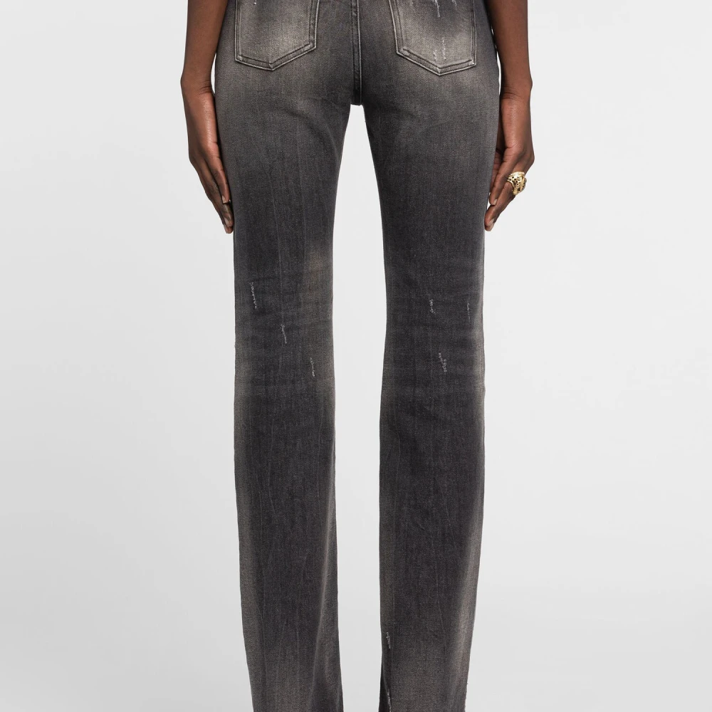 Roberto Cavalli Patchwork Straight-Leg Jeans met dierenprint Black Dames