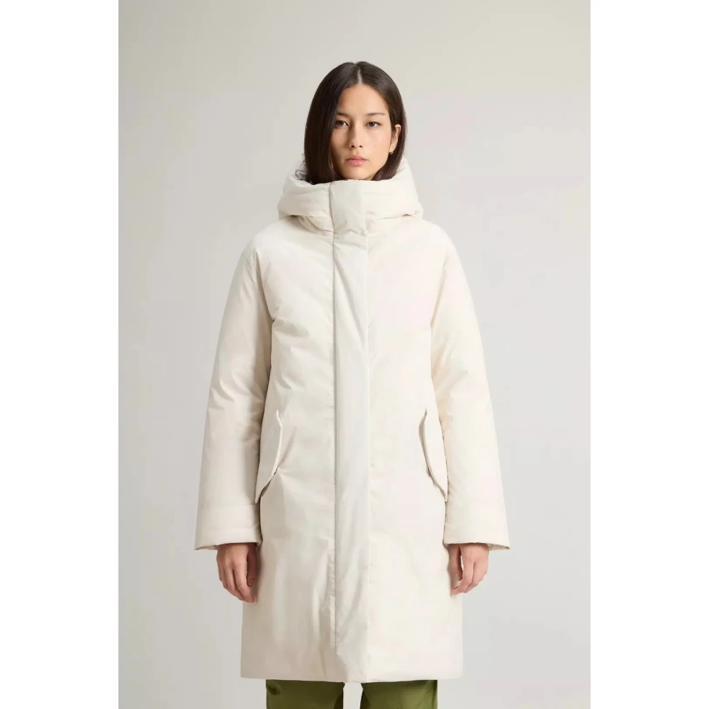 Woolrich Luxe Cocoon Parka in Milky Cream Beige Dames
