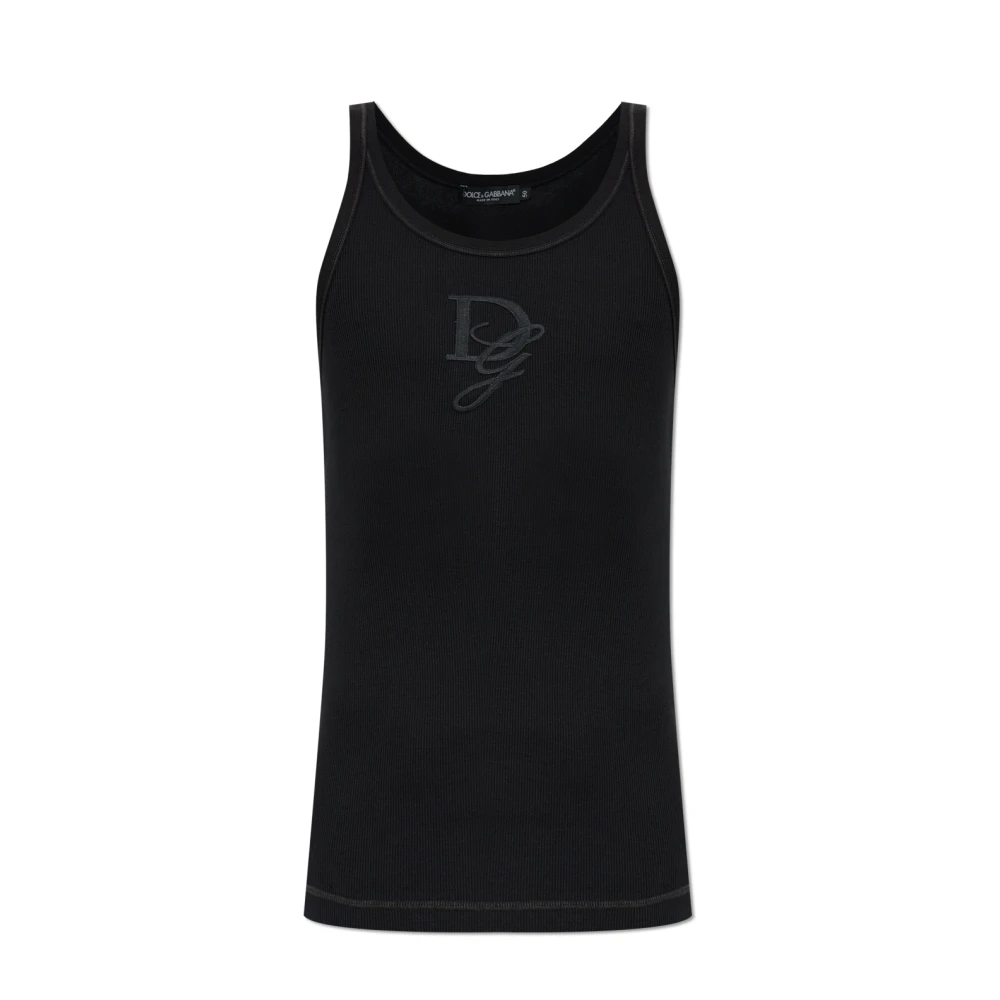 Dolce & Gabbana Geribbelde mouwloze t-shirt Black Heren