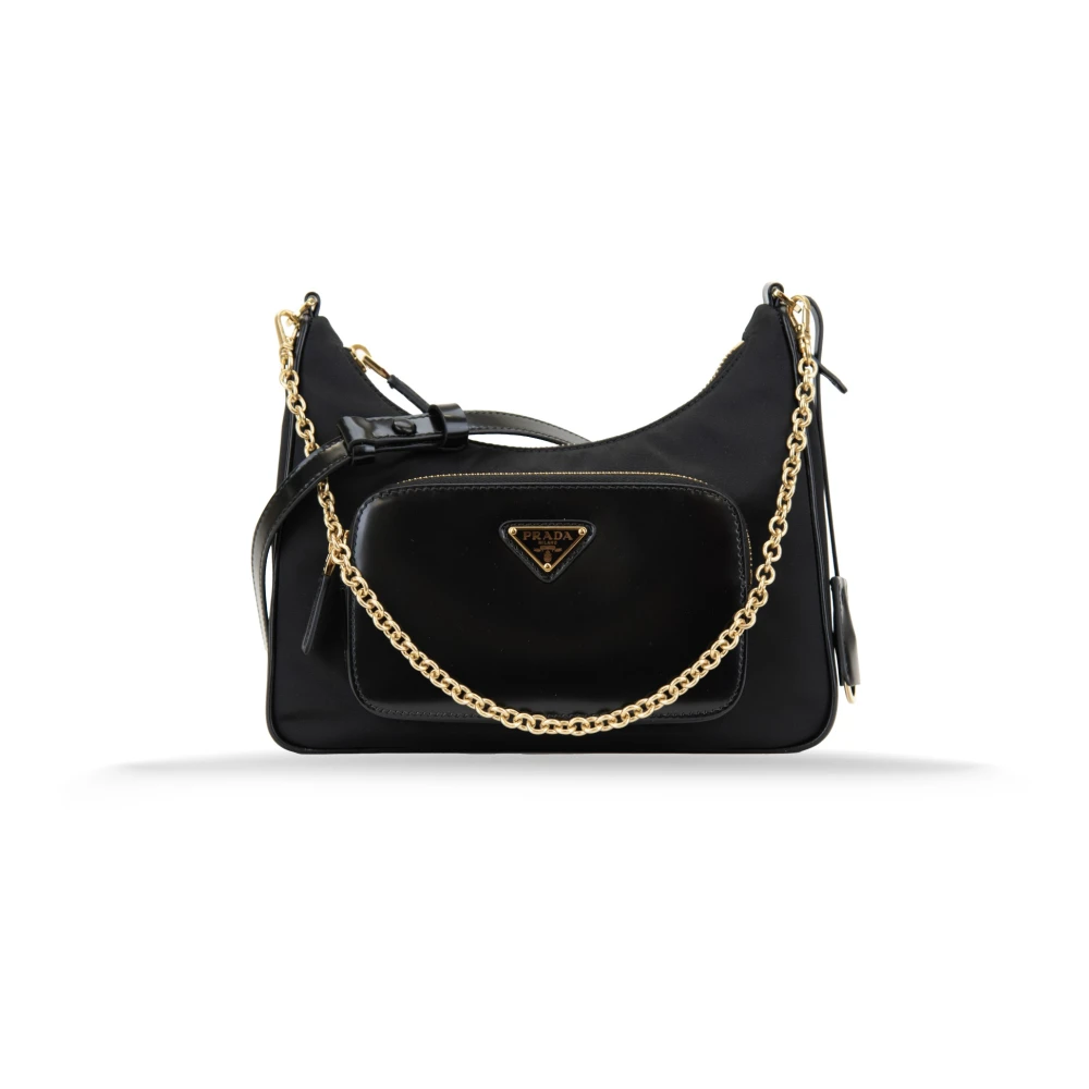 Prada Women's Black Shoulder Bags, One Size, Stylish Shoulder Bag With Leather Details