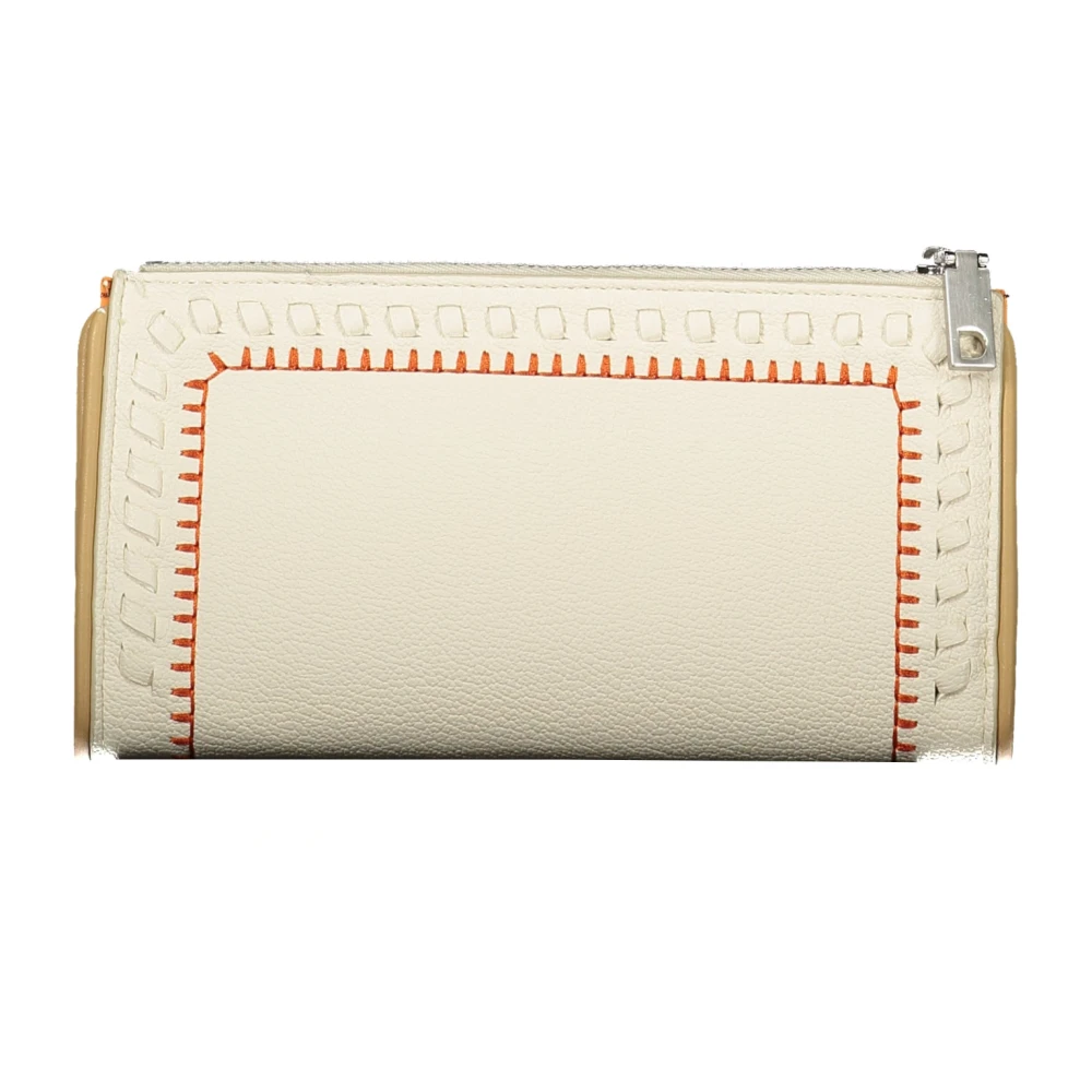 Desigual Damesportemonnee Wit Contrastdetails Rits White Dames