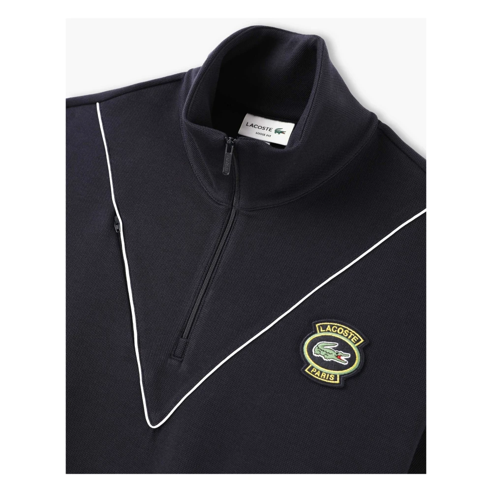 Lacoste Frans Heritage Quarter Zip Sweatshirt Navy Blue Heren