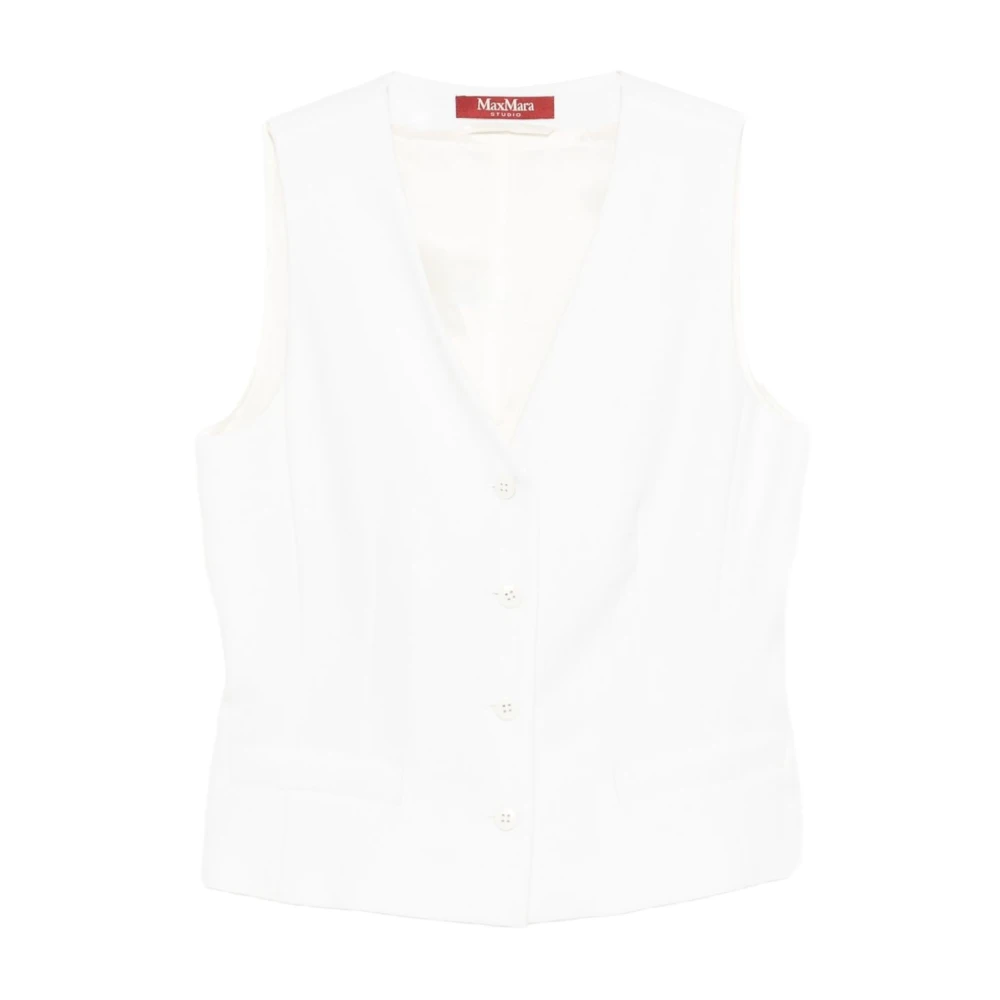 Max Mara Studio Women's White Waistcoats, S, Gilet Madia