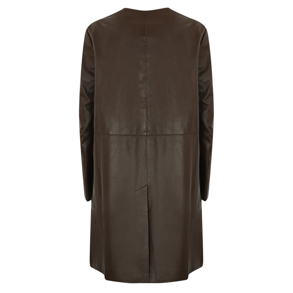 Max Mara Weekend Bruine leren jas lange mouw Brown Dames
