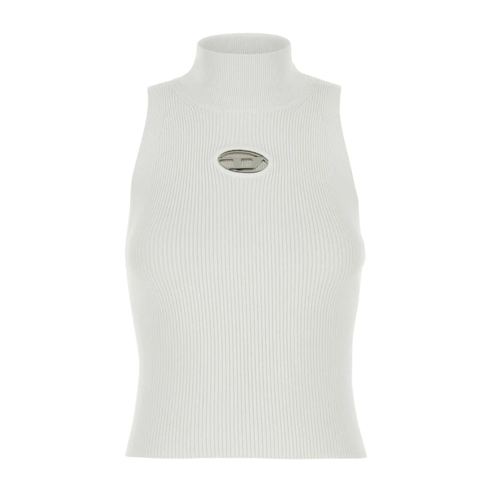 Diesel Women's White Sleeveless Tops, L, Tops