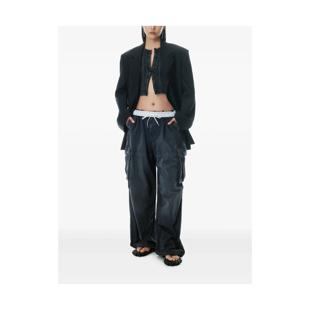 alexander wang Zwarte Cargo Broek met Trekkoord Taille Black Dames