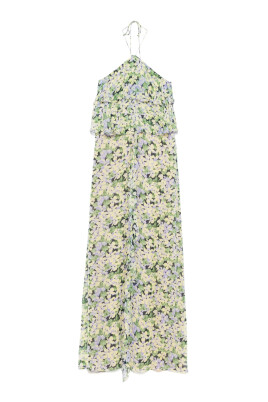 green-floral-print-halterneck-dress