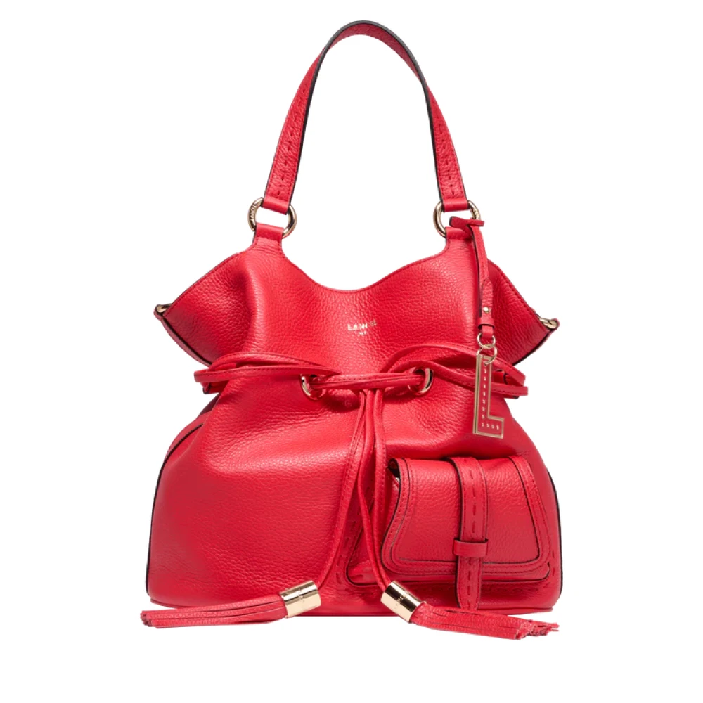 Lancel 1Er Flirt Rode Leren Bucket Tas Red Dames