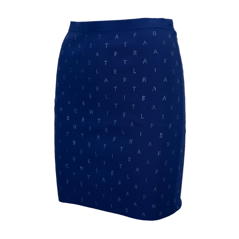 Elisabetta Franchi Korte Rok met Rits en Haak Blue Dames