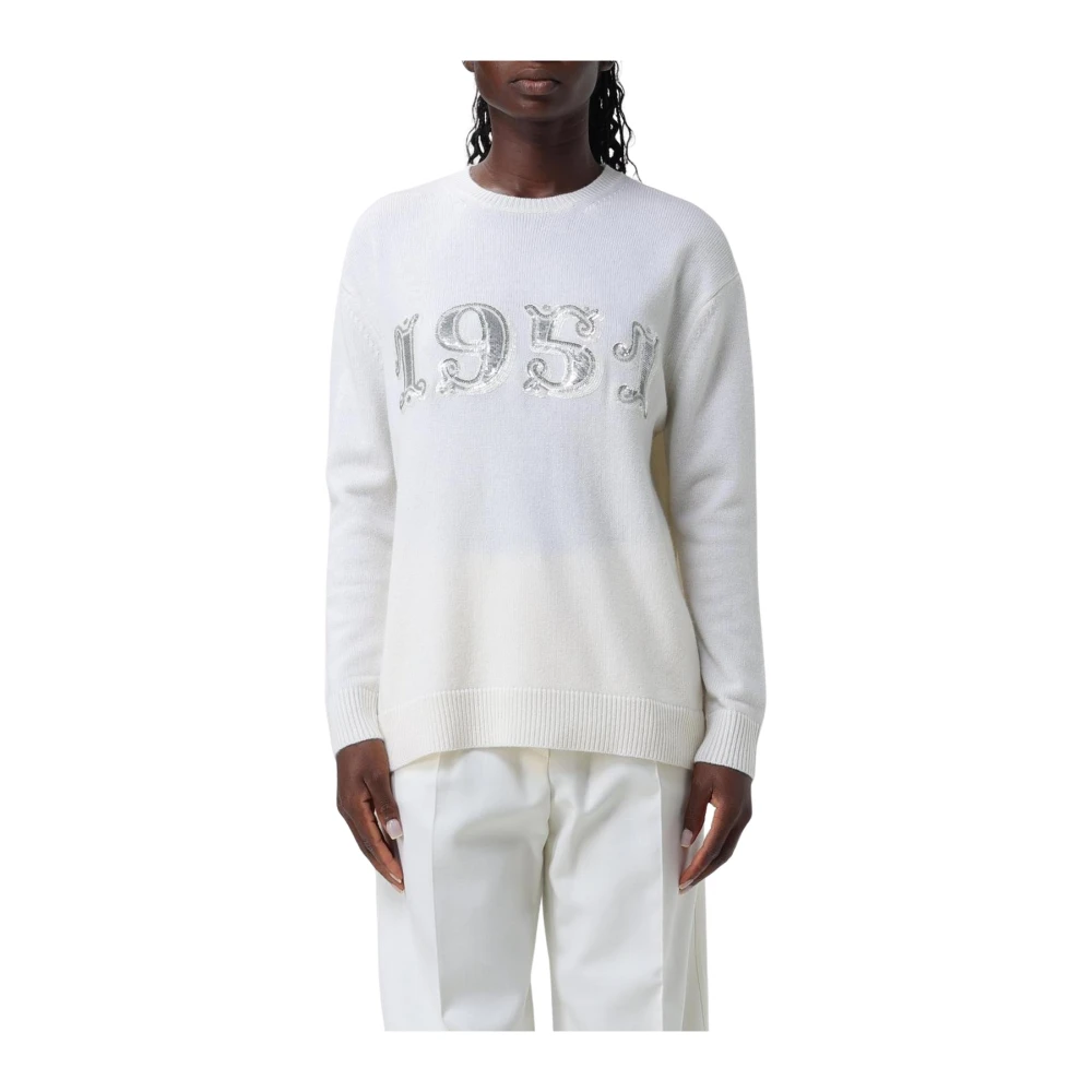 Max Mara Vit Lyxig Cashmere Sweater