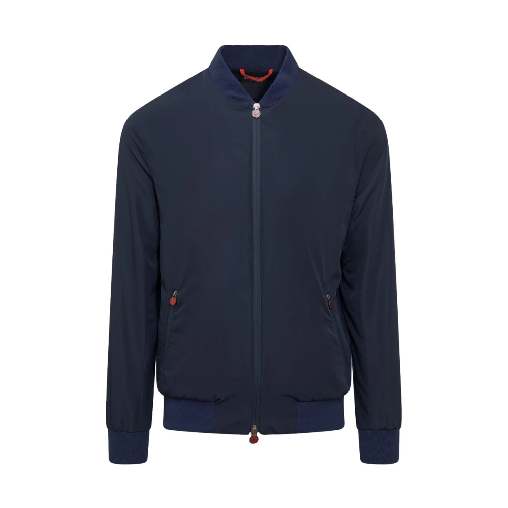 Kiton Polyester Parka Jas Waterdicht Winddicht Blue Heren