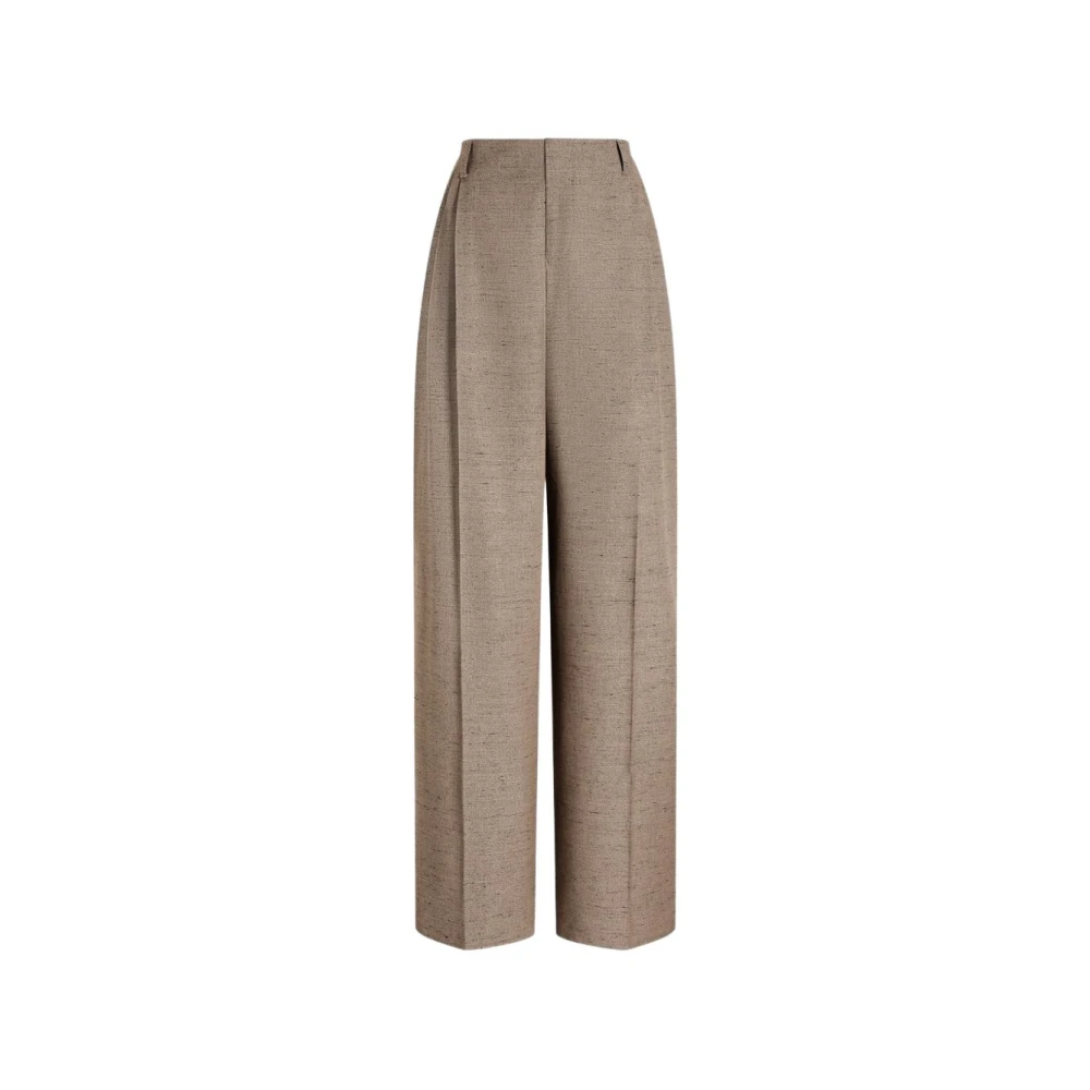 Dolce & Gabbana Beige Tweed-Effect Linen And Viscose Trousers - Female - Wide Trousers - Xs - Trousers