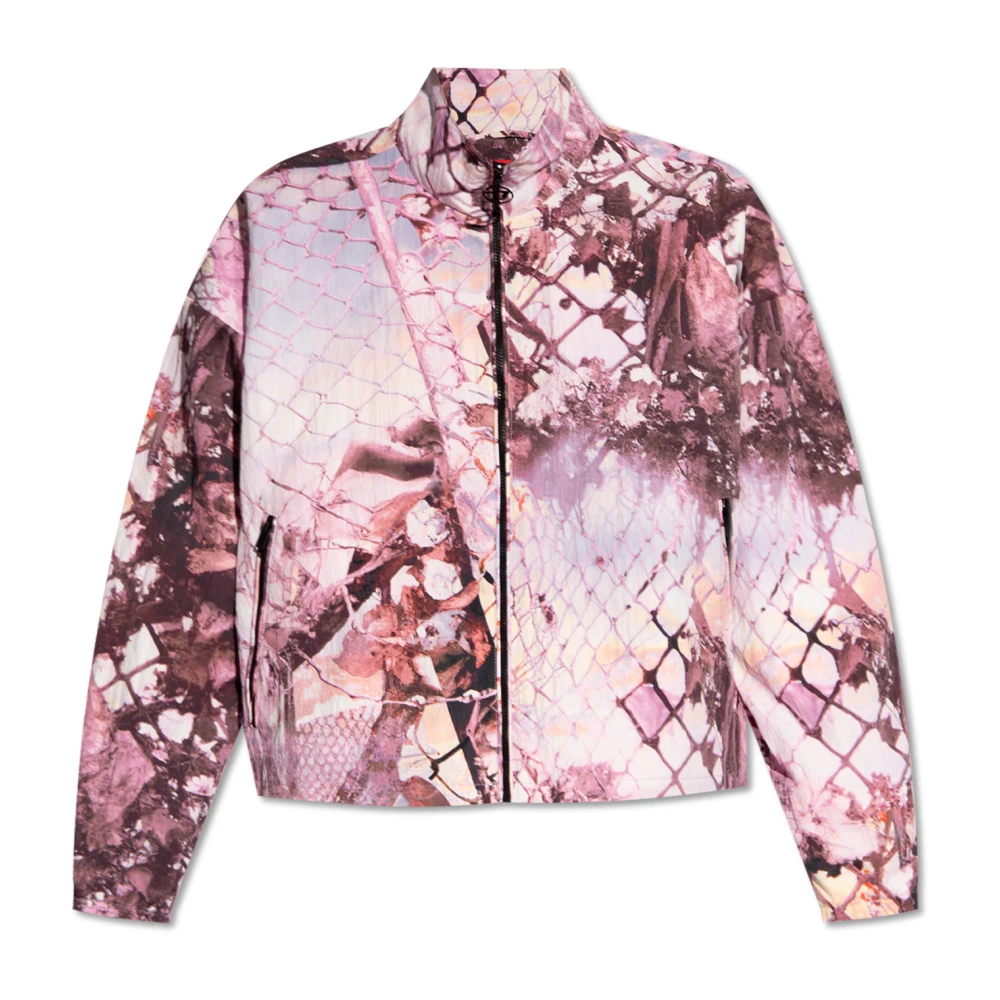Diesel Nylon windbreaker with abstract print Multicolor Dames
