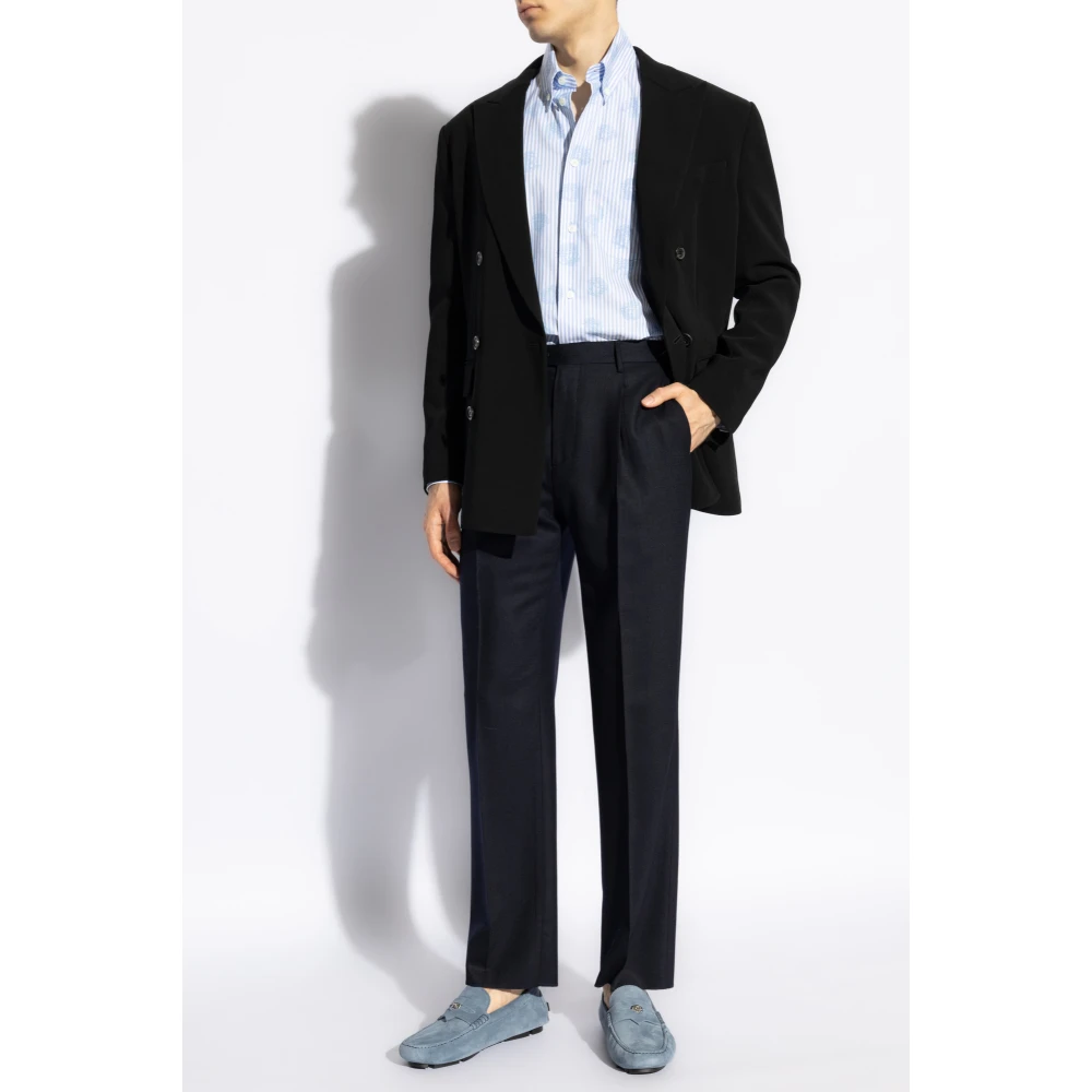 Versace Gestreept overhemd Blue Heren