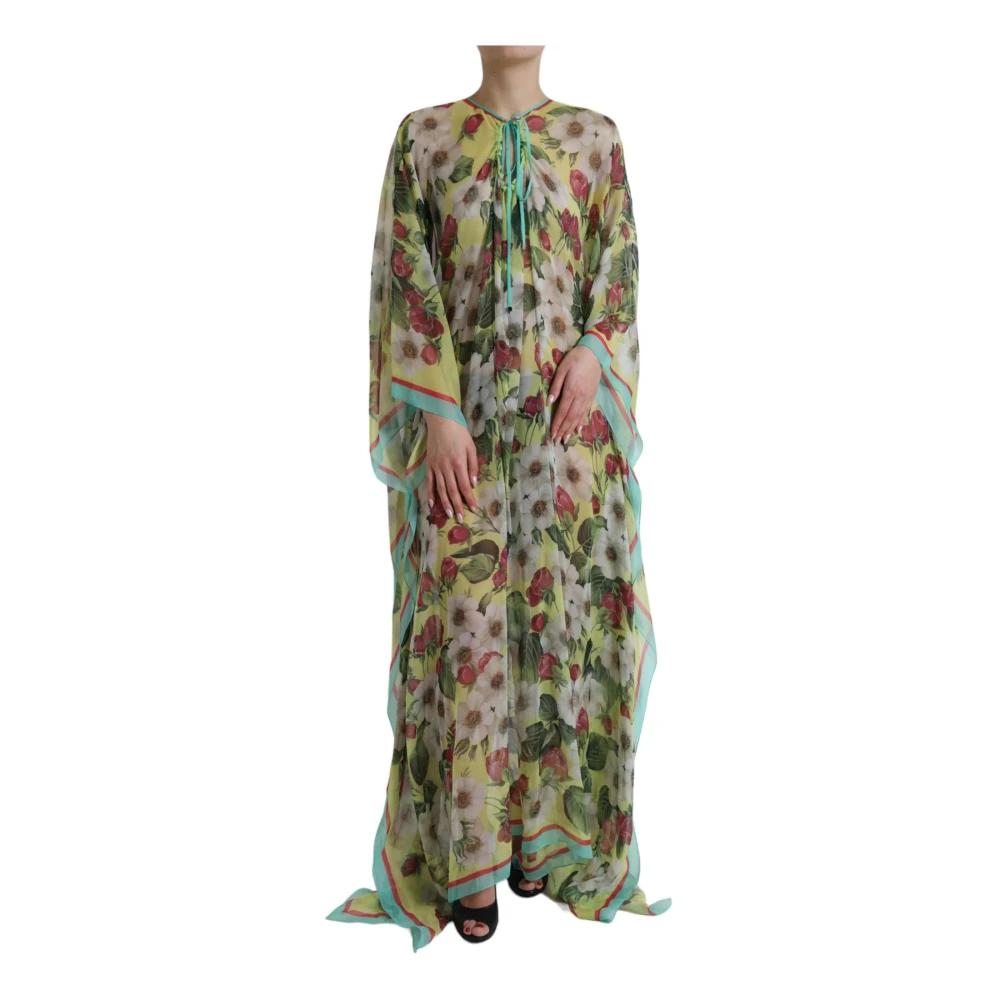 Dolce & Gabbana Women's Multicolor Maxi Dresses,, Floral Silk Maxi Kaftan Dress 3XS