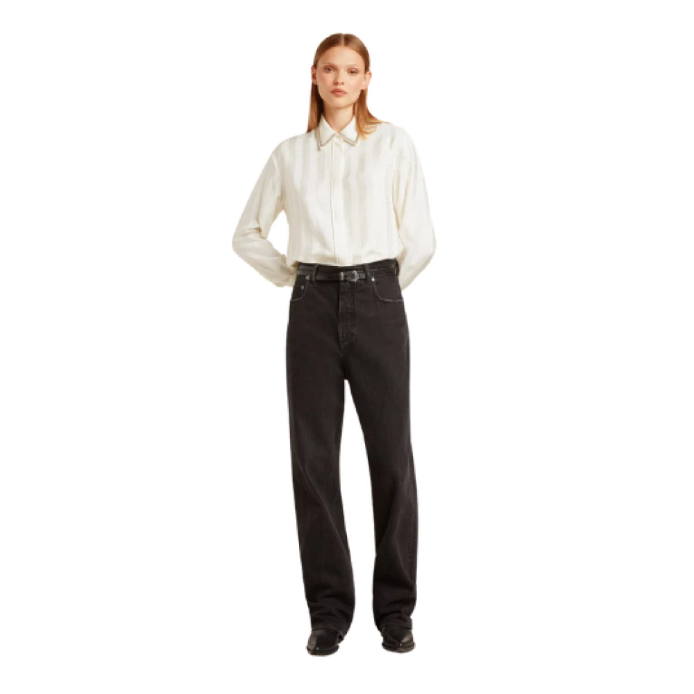 Golden Goose Witte Viscose Blouse met Kristallen Detail White Dames