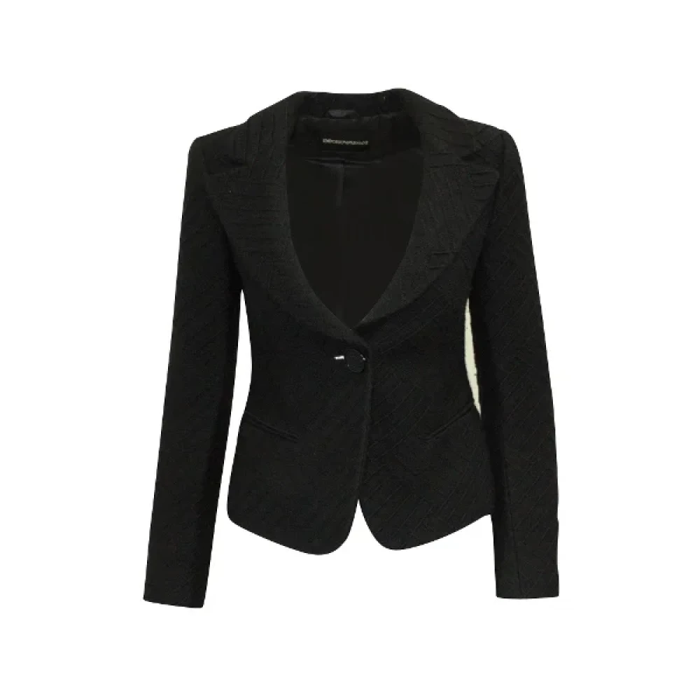 Armani Pre-owned Wool outerwear Black Dames