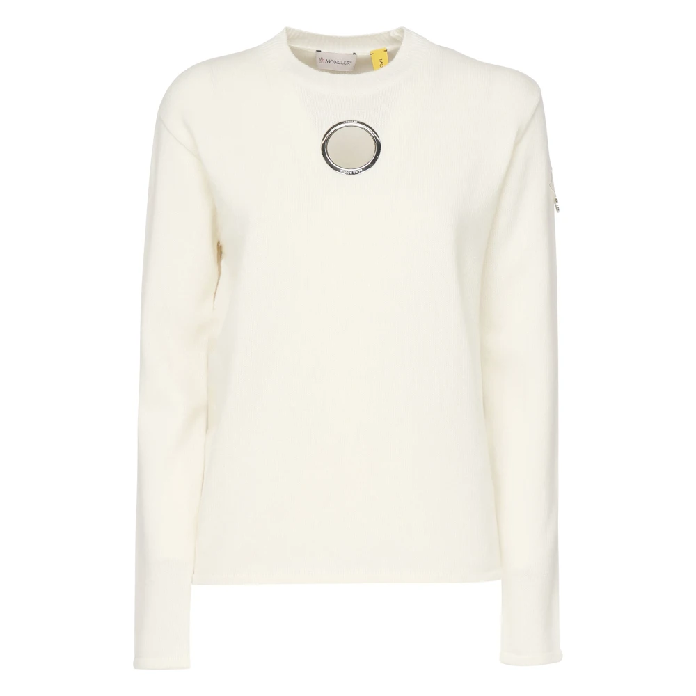 Moncler Witte Sweater met Geschoren Gebreid White Dames