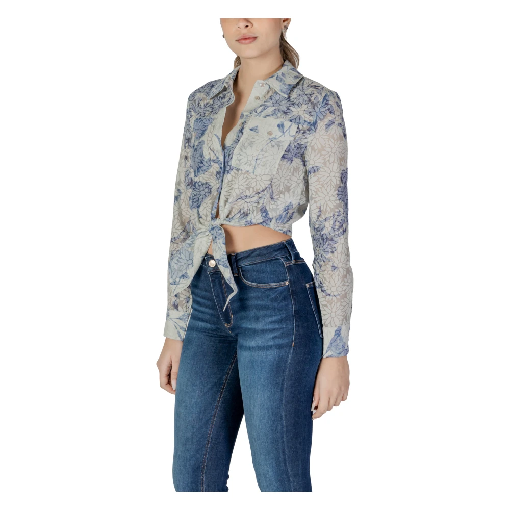 Guess Lange Mouw Lente Zomer Dames Shirt Blue Dames