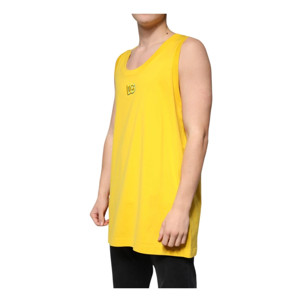 Dolce & Gabbana Gele Mouwloze Katoenen T-shirt Yellow Heren